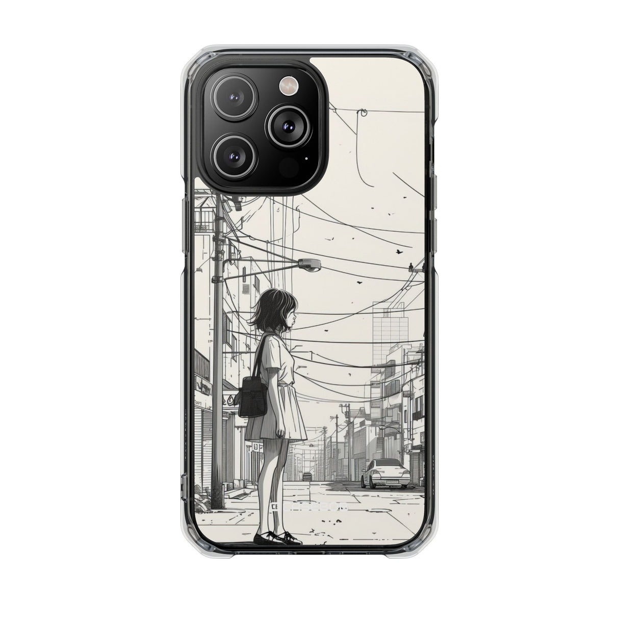 Urban Solitude Sketch - Phone Case for iPhone (Clear Impact - Magnetic)