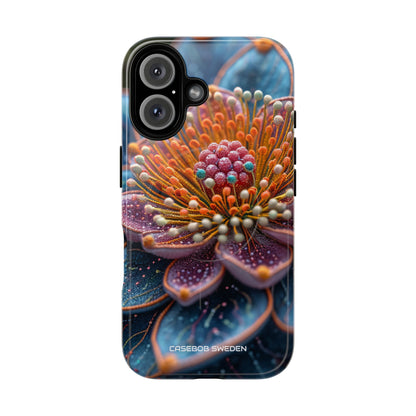 Blue-Orange Floral Swirl - Tough + MagSafe® iPhone 16 Phone Case