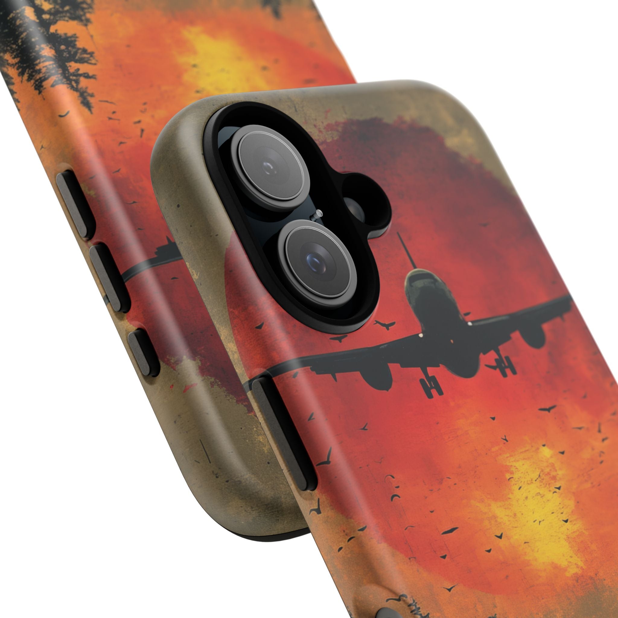 Vintage Sunset Airplane Silhouette iPhone 16 - Tough Phone Case