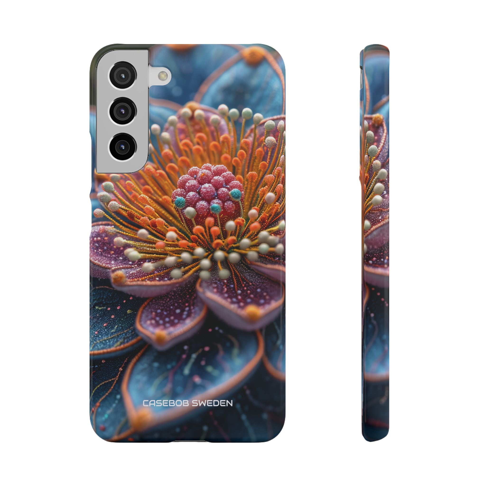 Blue-Orange Floral Swirl - Slim Samsung S22 Phone Case