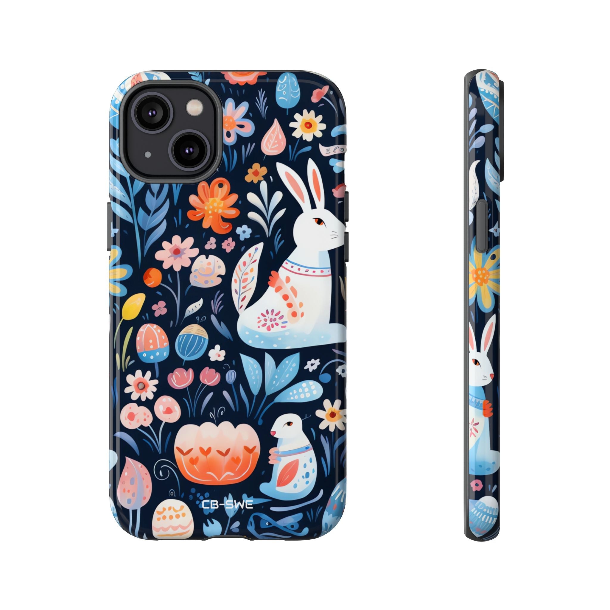 Bunnies Play Among Flowers - iPhone Case