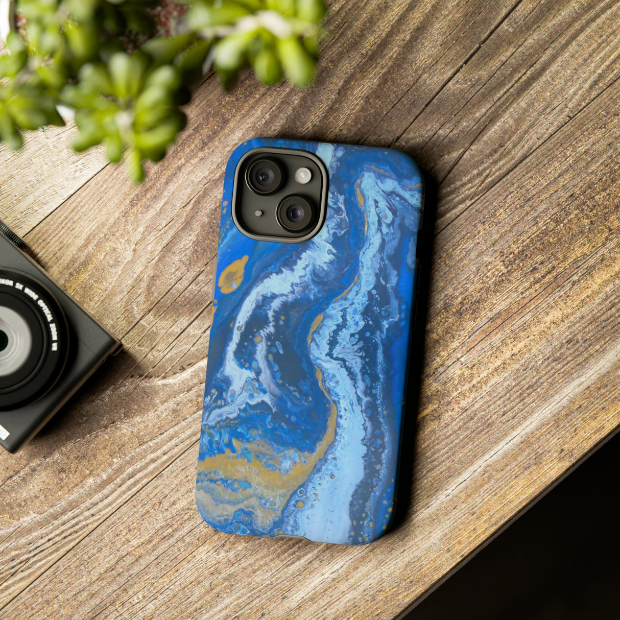 Acrylic Blue Gold - Protective Phone Case