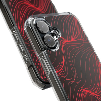 Crimson Waveform Flow iPhone 16 - Impact Clear+