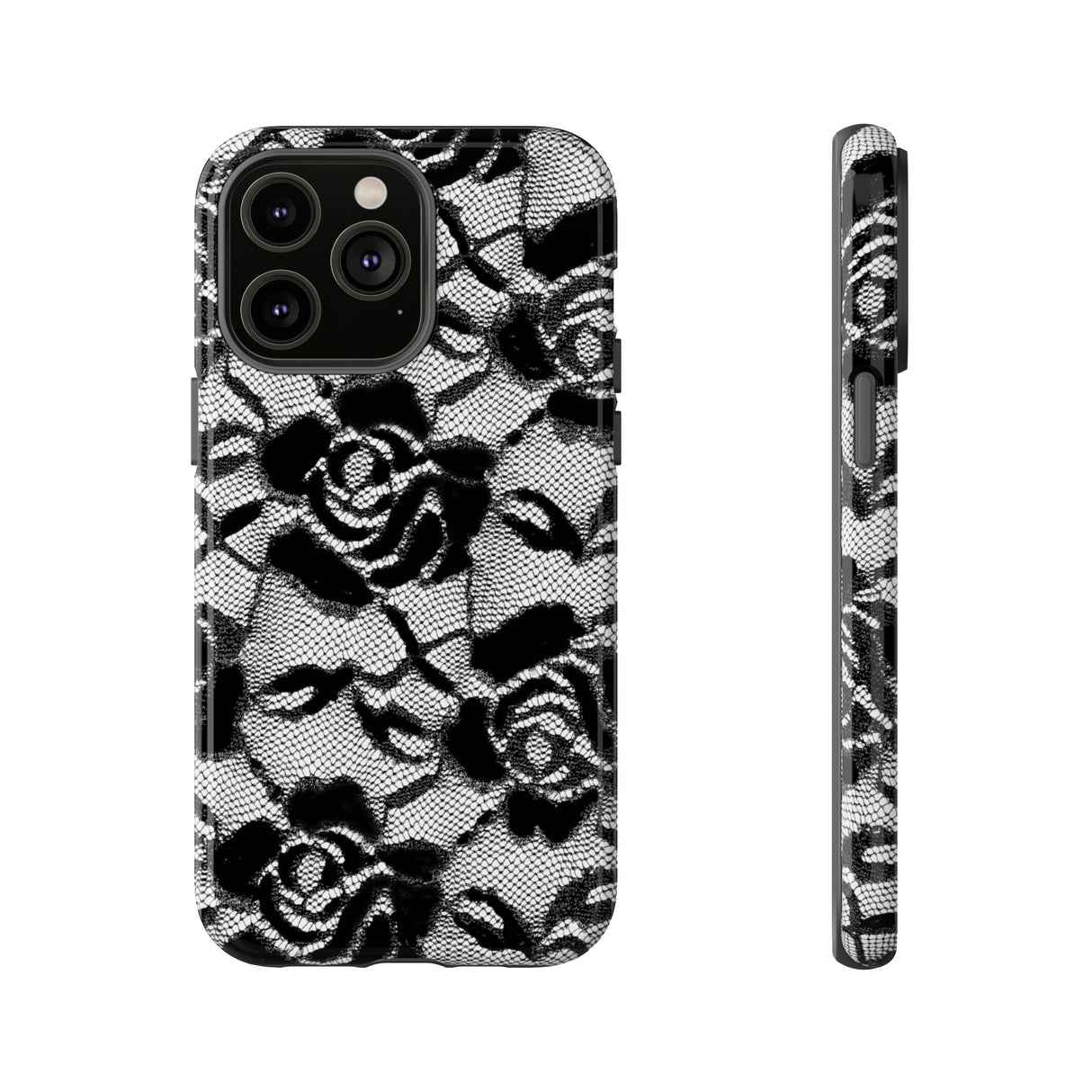 Black Rose Lace Gothic Flower - Protective Phone Case