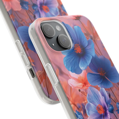 Harmonious Blooming Blues and Pinks iPhone 15 - Flexi Phone Case