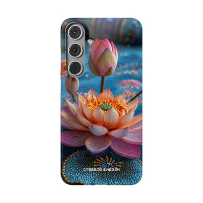 Vibrant Lotus Embroidery - Slim Samsung S24 Phone Case