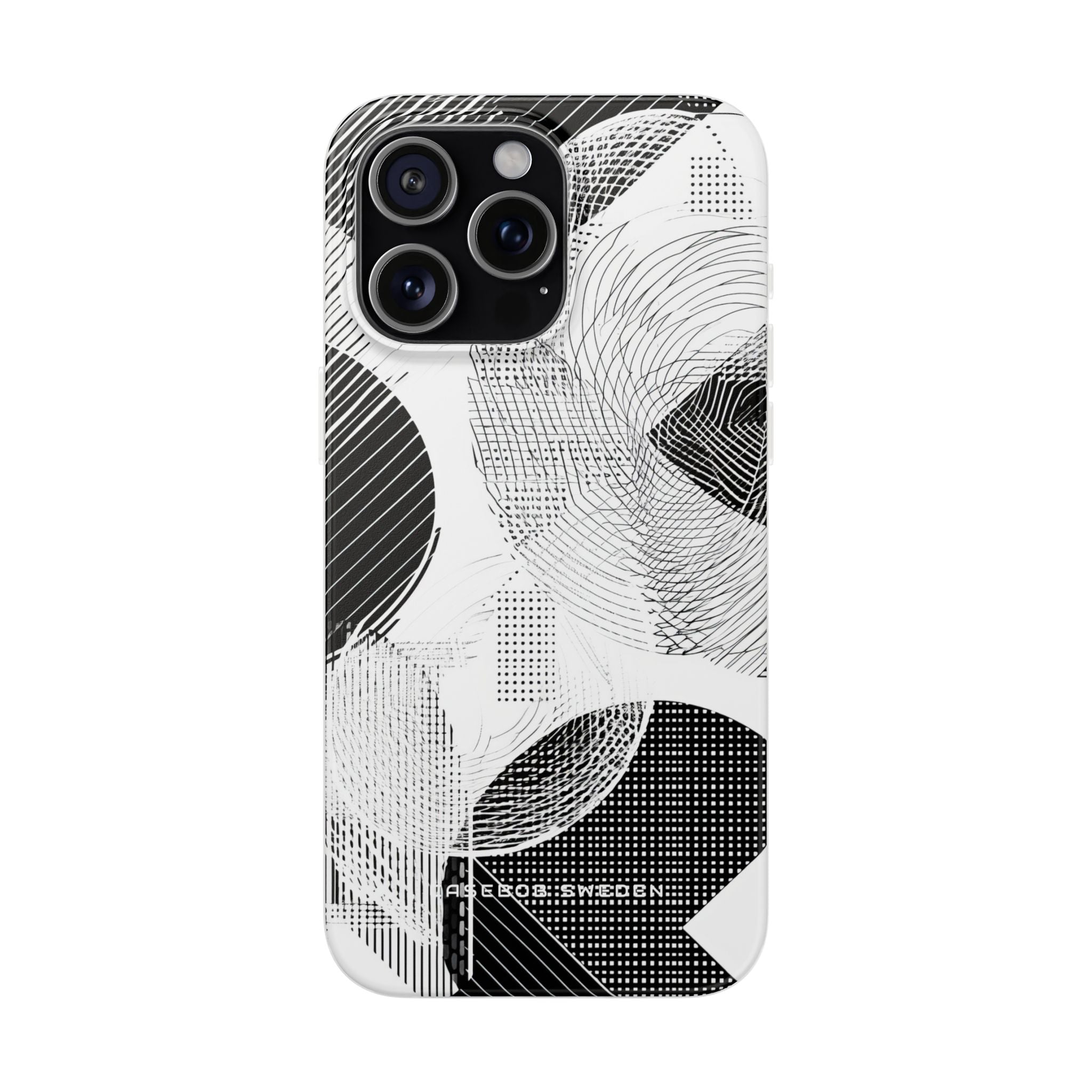 Geometric Monochrome Flow iPhone 15 - Flexi Phone Case