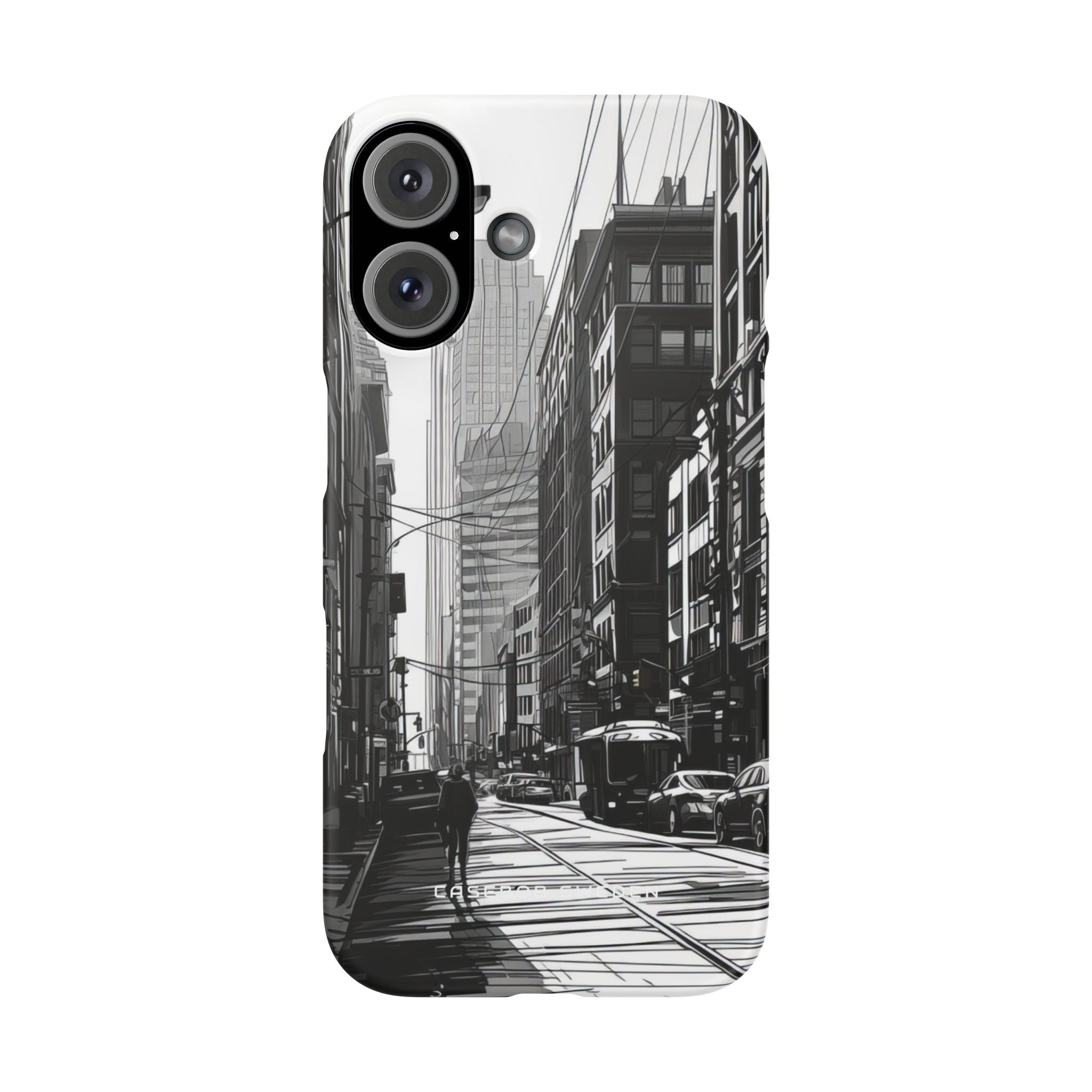 Urban Cityscape Line Perspective iPhone 16 - Slim Phone Case