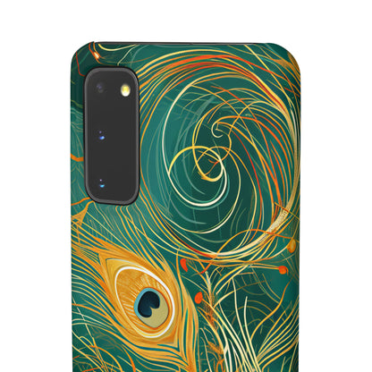 Peacock Elegance in Teal and Gold Samsung S20 - Slim Phone Case