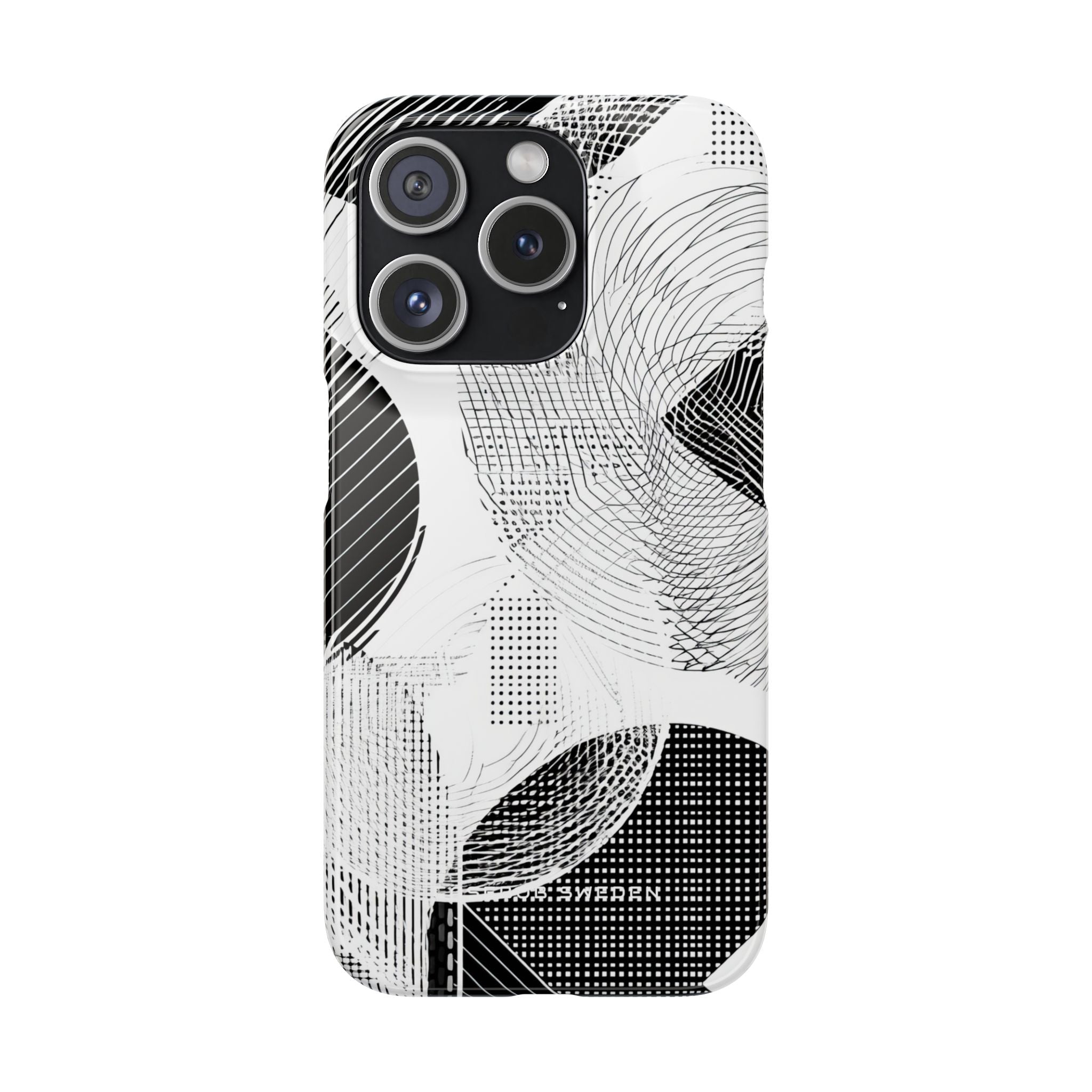 Geometric Monochrome Flow iPhone 15 - Slim Phone Case