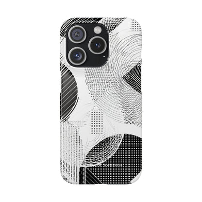 Geometric Monochrome Flow iPhone 15 - Slim Phone Case