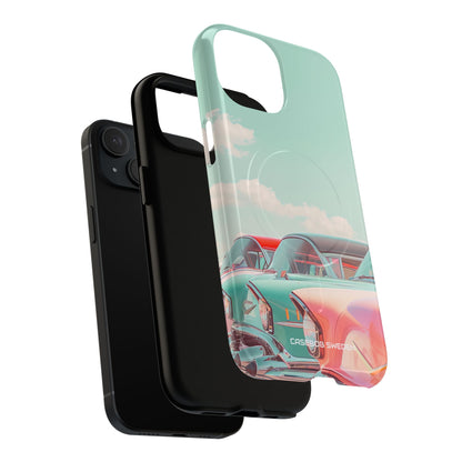 Vintage Turquoise Cars - Tough + MagSafe® iPhone 15 Phone Case