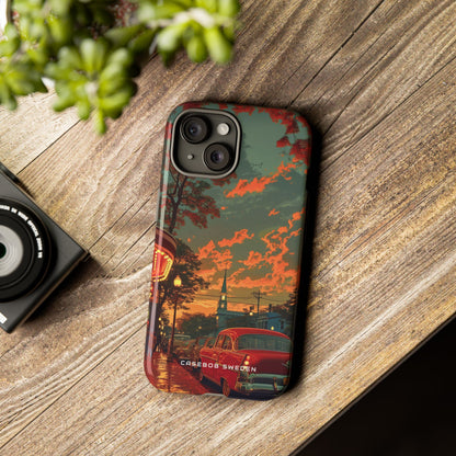 Mid-Century Nostalgia Streetscape iPhone 15 - Tough Phone Case