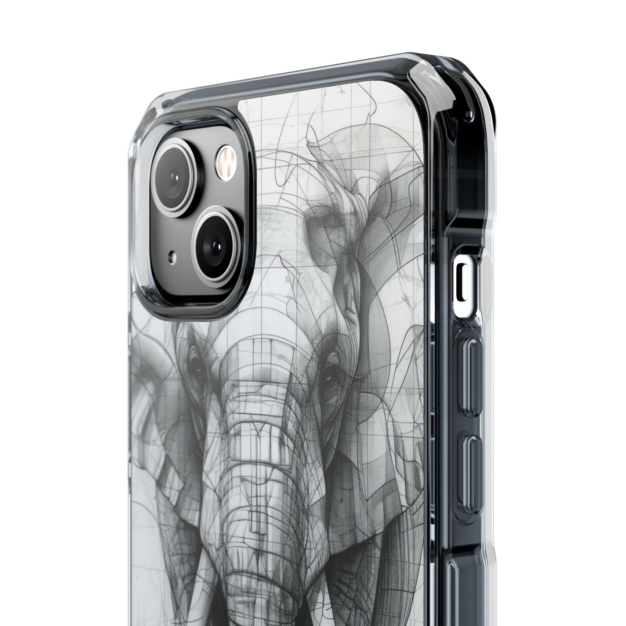 Elephant Line Geometry iPhone 14 - Clear Impact Phone Case