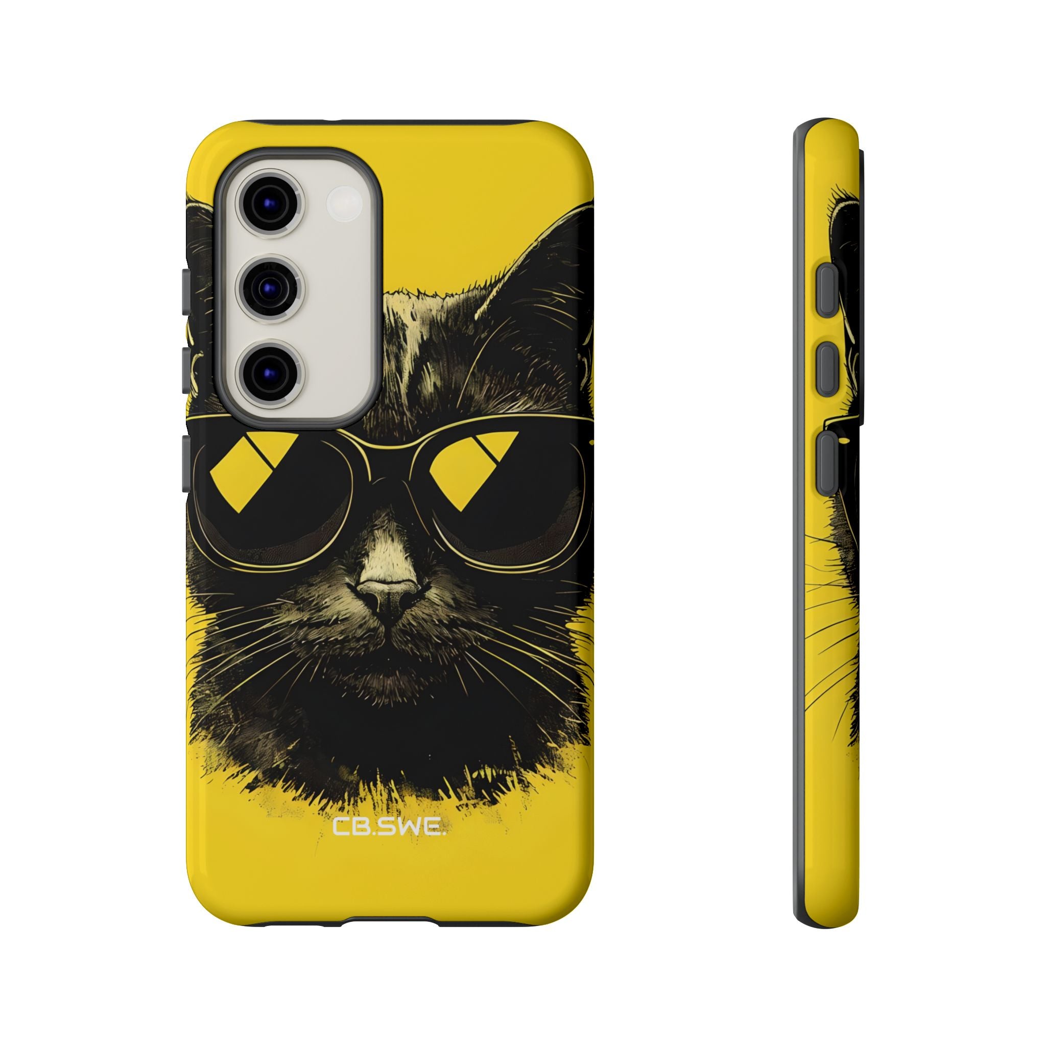 Cool Black Cat Sunglasses Minimalist Mobile Wallpaper Samsung S23 - Tough
