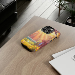 Flower Bushes Wooden House - Protective Phone Case