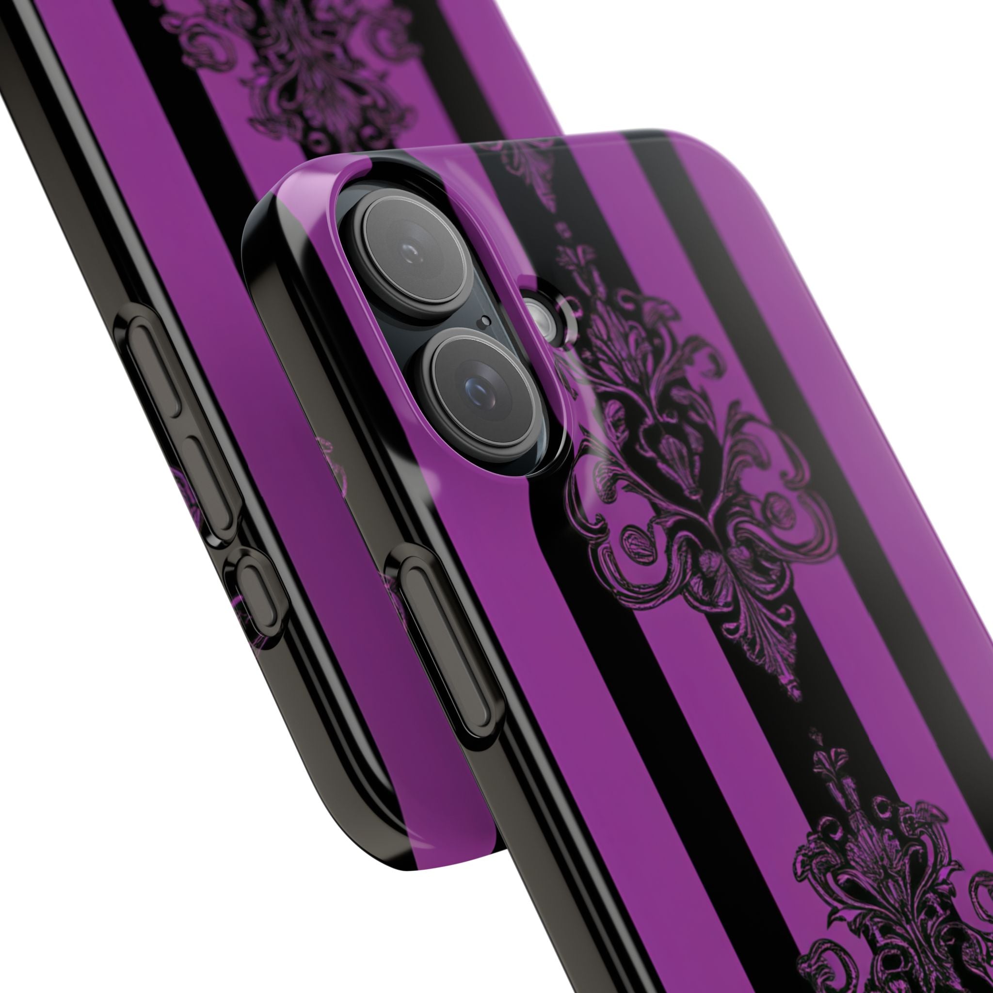 Gothic Elegance with Vertical Stripes and Ornamental Motifs iPhone 16 - Slim Phone Case