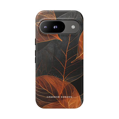 Vivid Orange Leaves on Deep Black Google Pixel 9 - Tough Phone Case