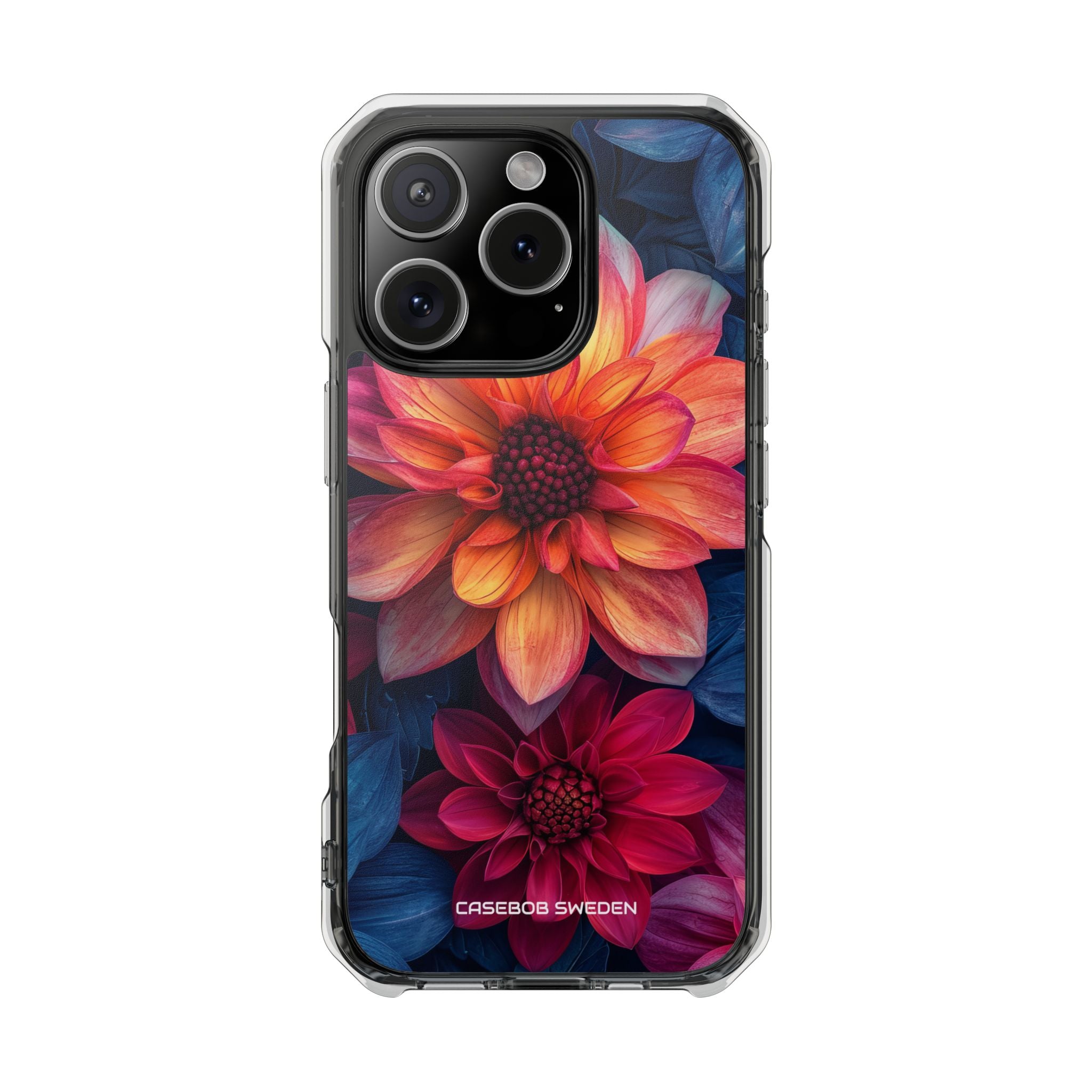 Floral Harmony Orange Blue - Clear Impact iPhone 16 Phone Case