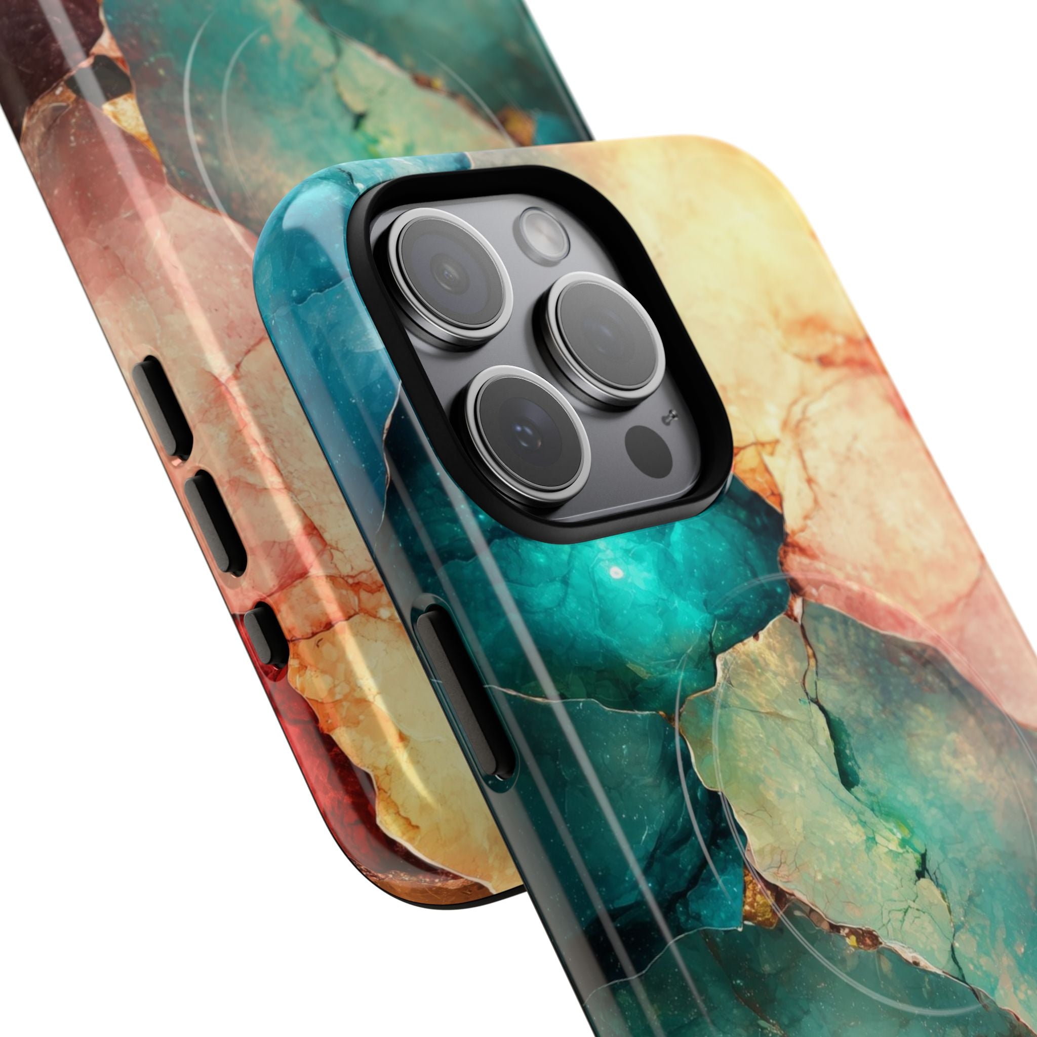 Teal Mosaic Veins iPhone 15 Pro Max Case - Tough+