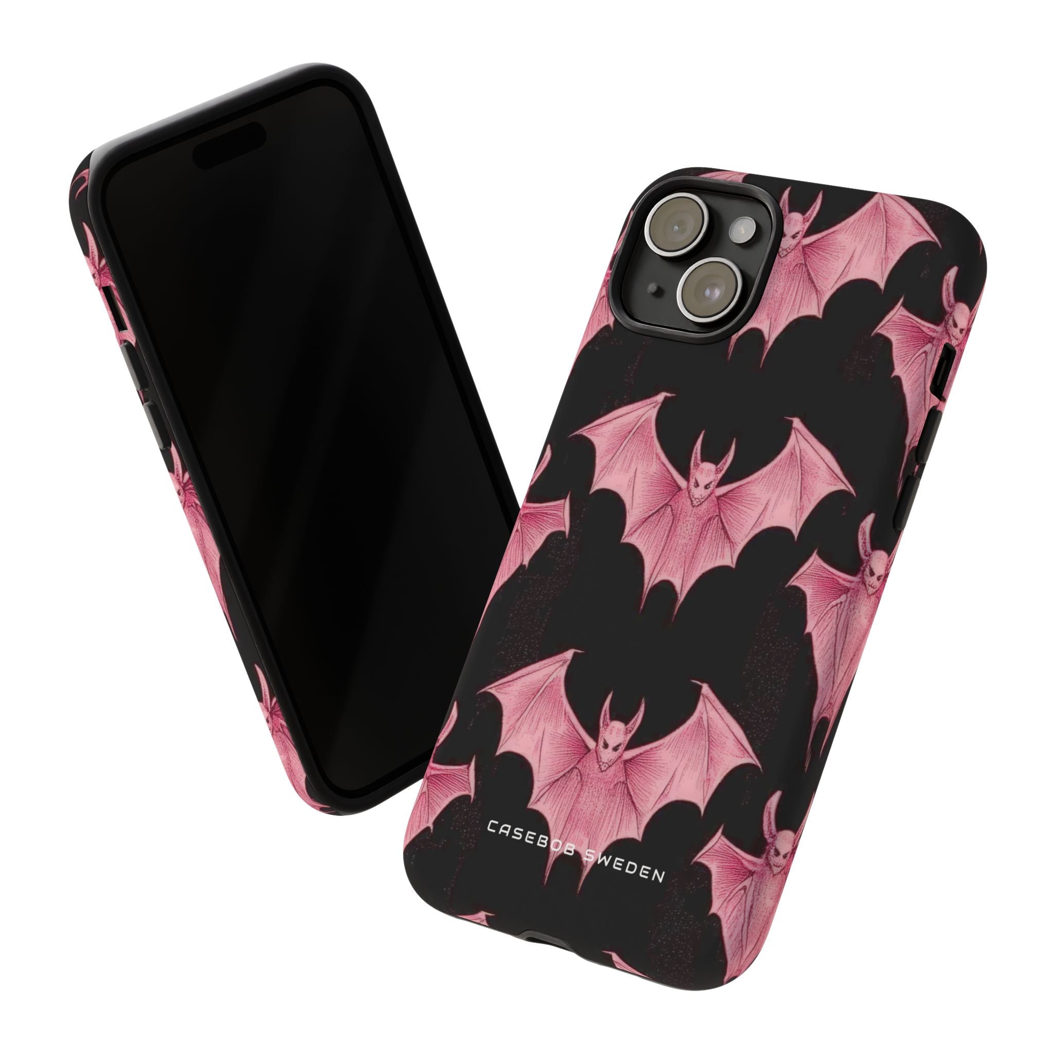 Gothic Pink Bats Aflame iPhone 15 - Tough Phone Case