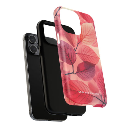 Elegant Pink Leaves iPhone 15 | Tough+ Phone Case