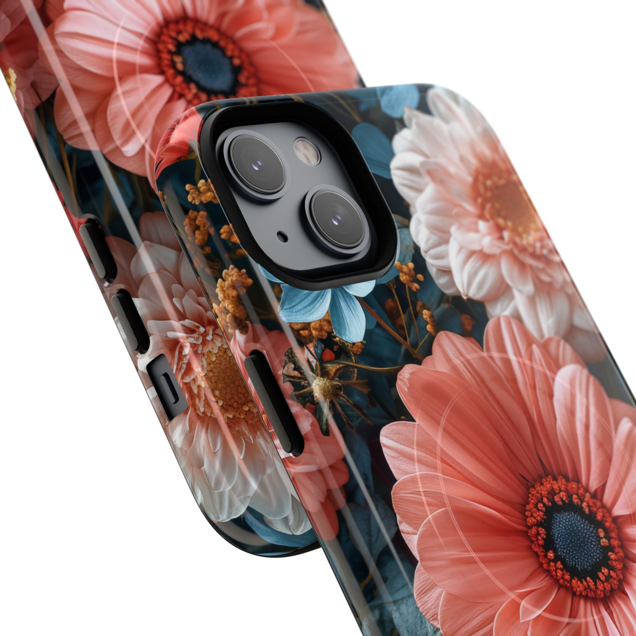 Coral Teal Blooms - Tough + MagSafe® iPhone 14 Phone Case