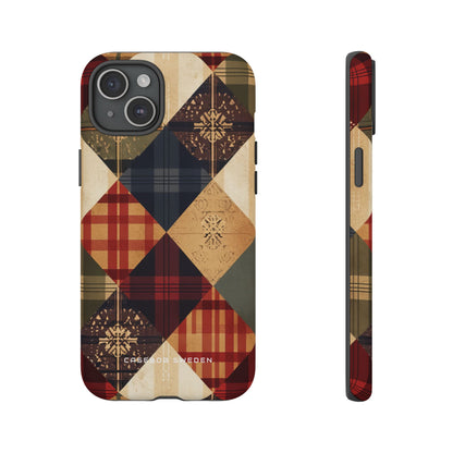 Rustic Geometric Patchwork Harmony iPhone 15 - Tough Phone Case