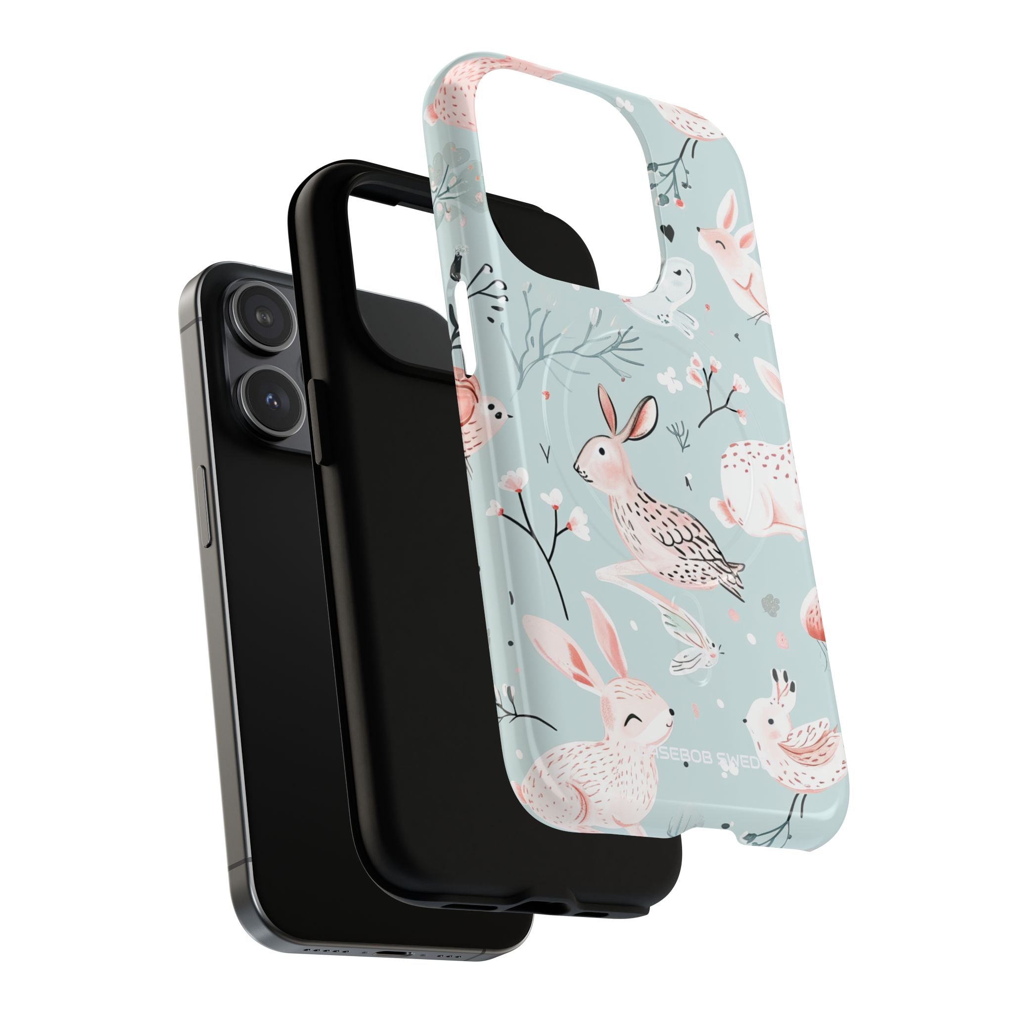 Whimsical Bunny Blossom - Tough + MagSafe® iPhone 15 Phone Case