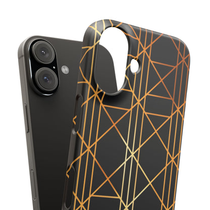 Golden Geometric Elegance iPhone 16 - Slim Phone Case