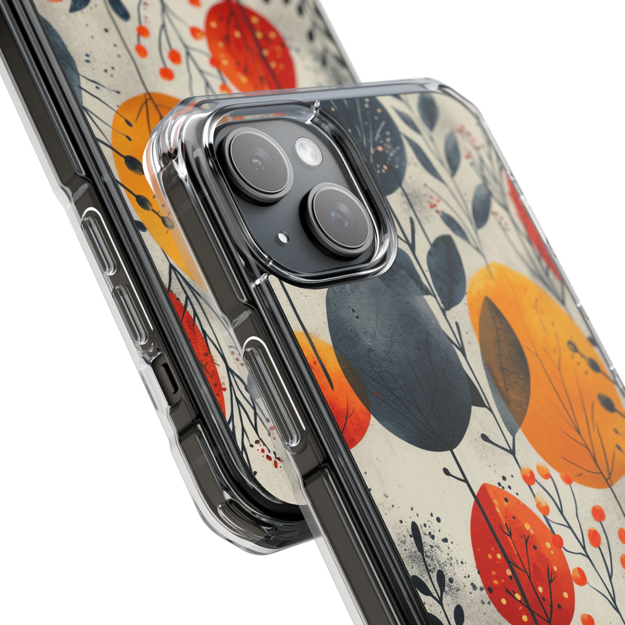 Modern Autumn Leaf Pattern - Clear Impact iPhone 15 Phone Case