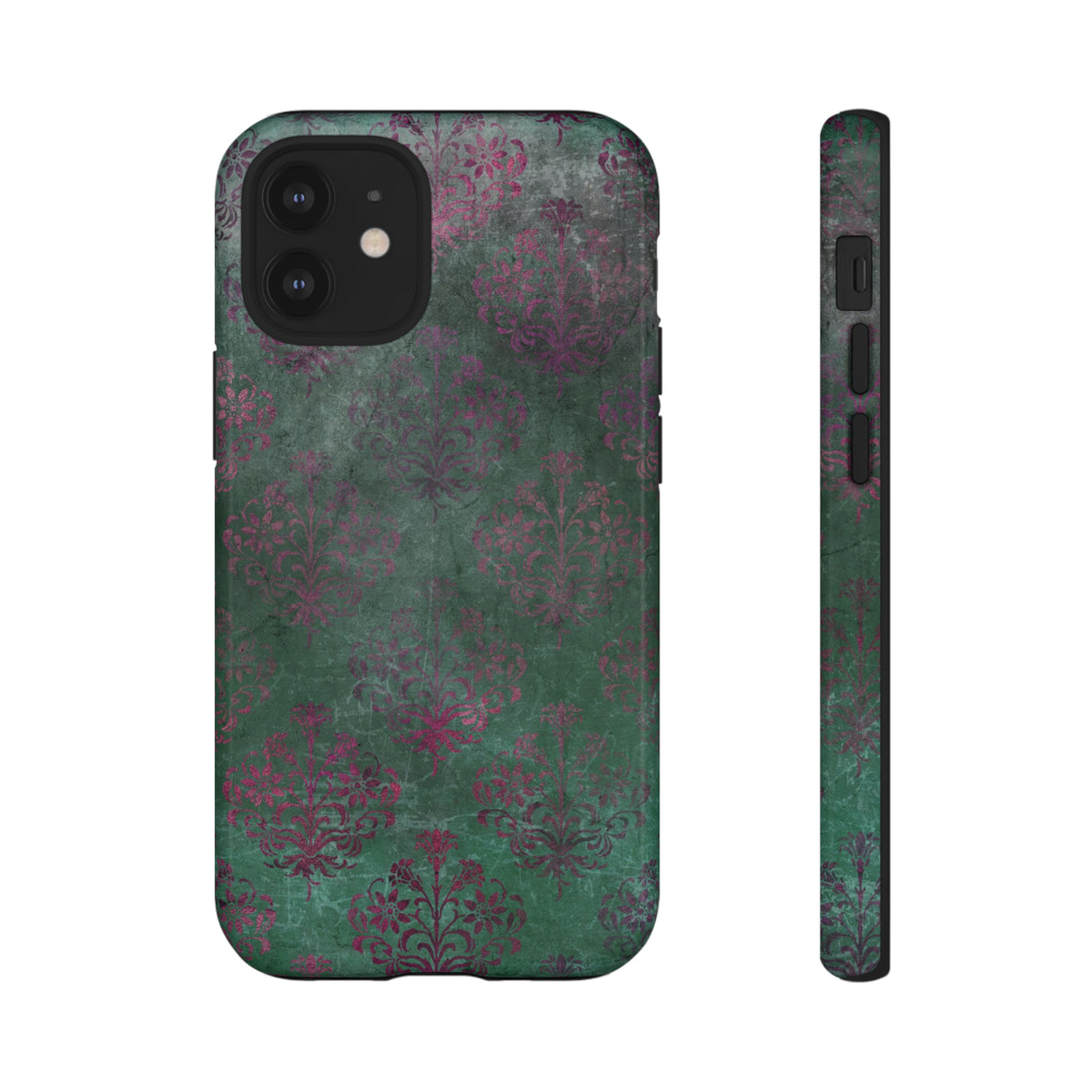 Green Damask Gothic Flower - Protective Phone Case