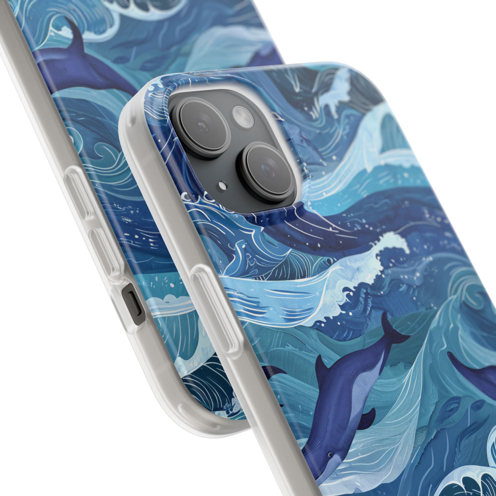 Dolphin Waves iPhone 15 Plus Case - Soft