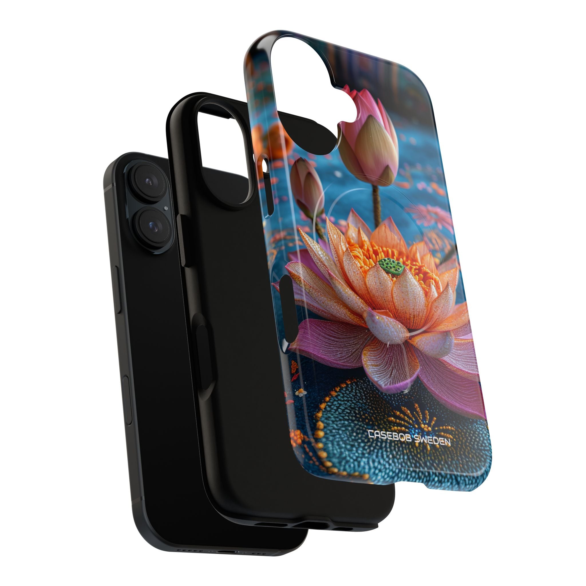 Vibrant Lotus Embroidery - Tough + MagSafe® iPhone 16 Phone Case