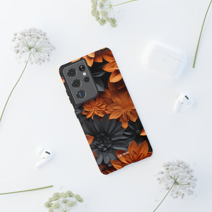 Graphical Orange Florals - Samsung Case