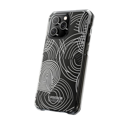 Monochrome Spiral Curves iPhone 14 - Impact Clear+