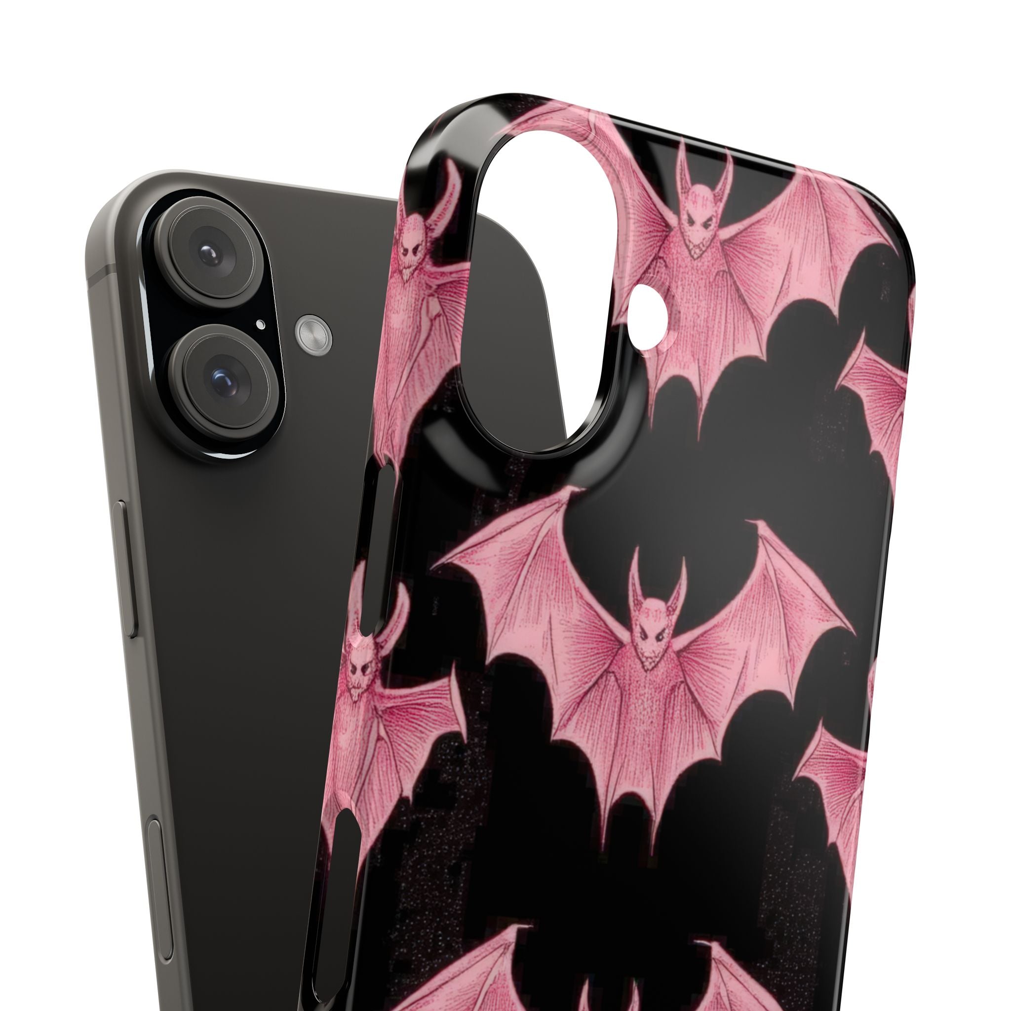 Gothic Pink Bats Aflame iPhone 16 - Slim Phone Case