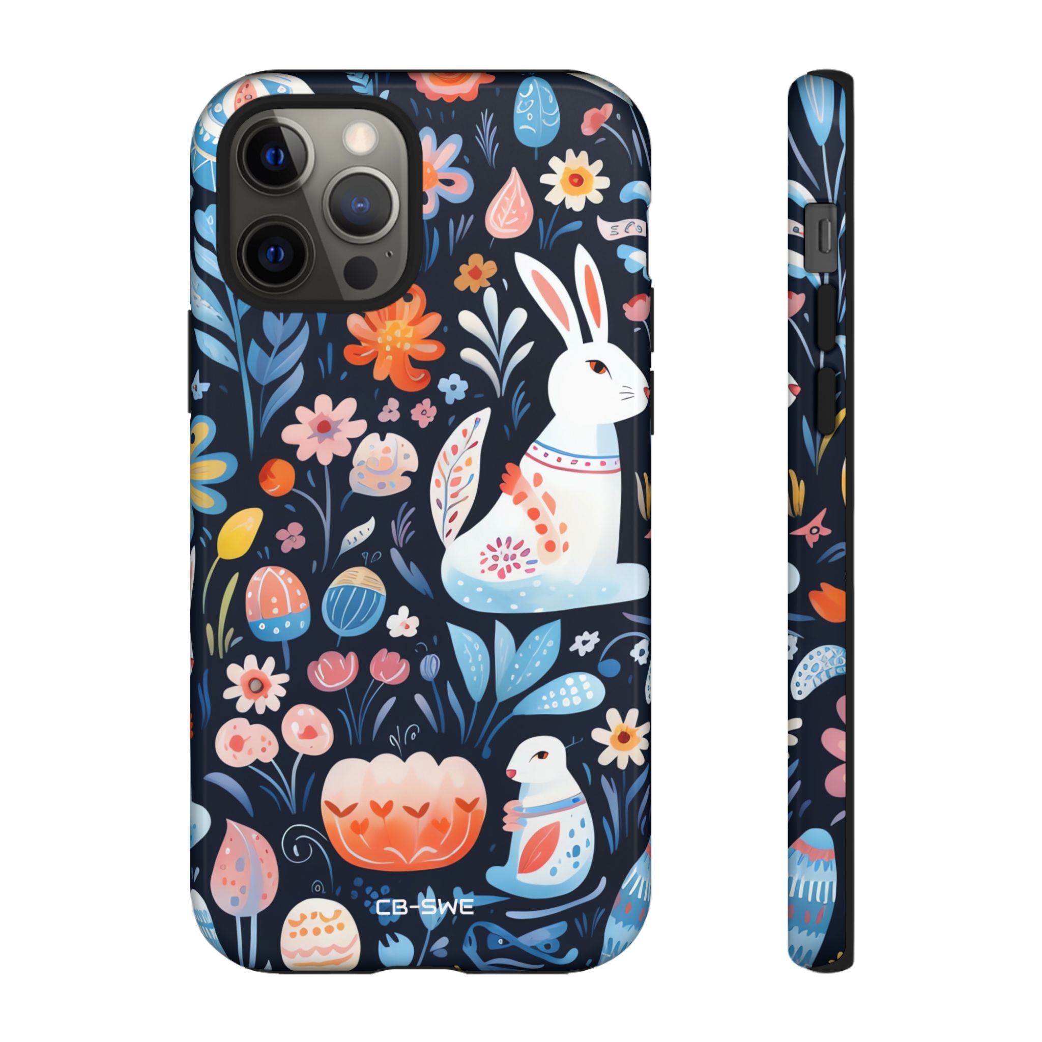 Bunnies Play Among Flowers - iPhone Case