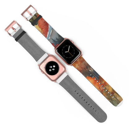 Snowcapped Ember Mountains - Watch Band