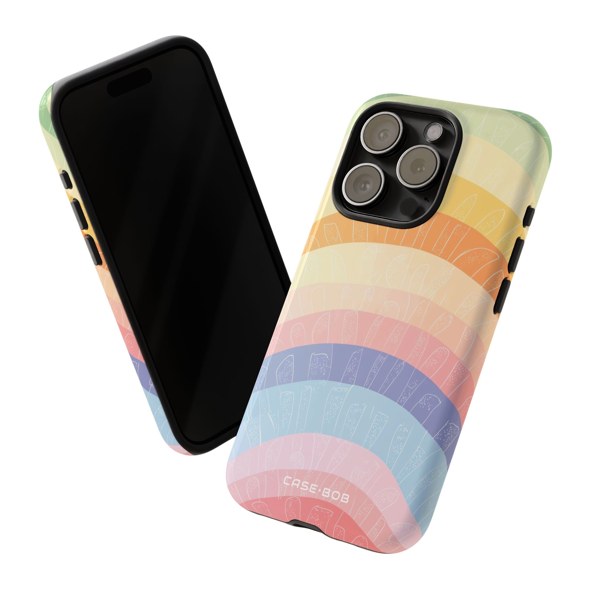 Pastel Rainbow Bands iPhone 15 Pro Case - Tough