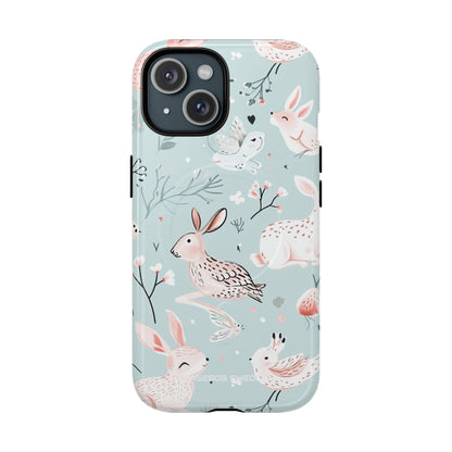 Whimsical Bunny Blossom - Tough + MagSafe® iPhone 15 Phone Case