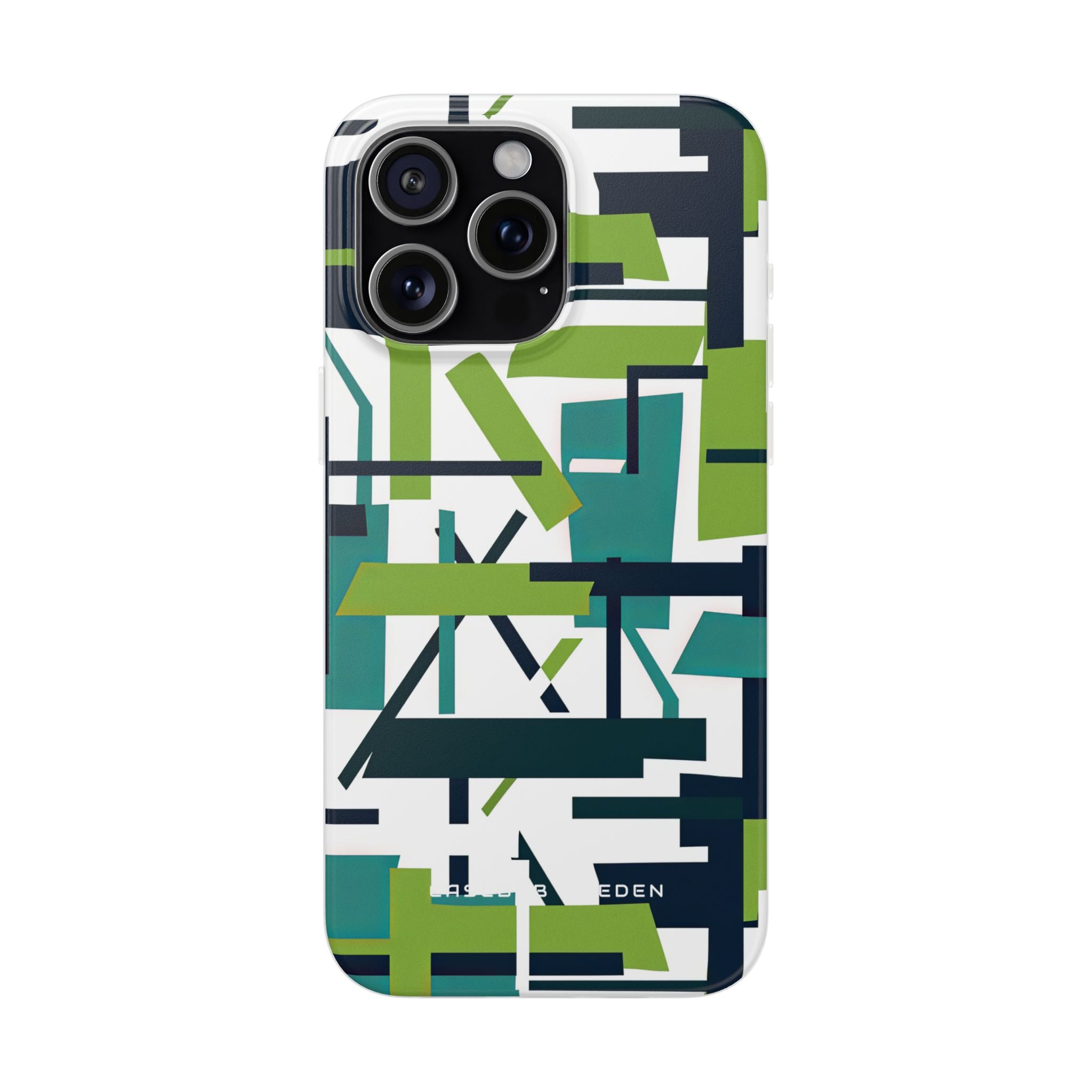 Green Geometry Glide iPhone 15 - Flexi Phone Case