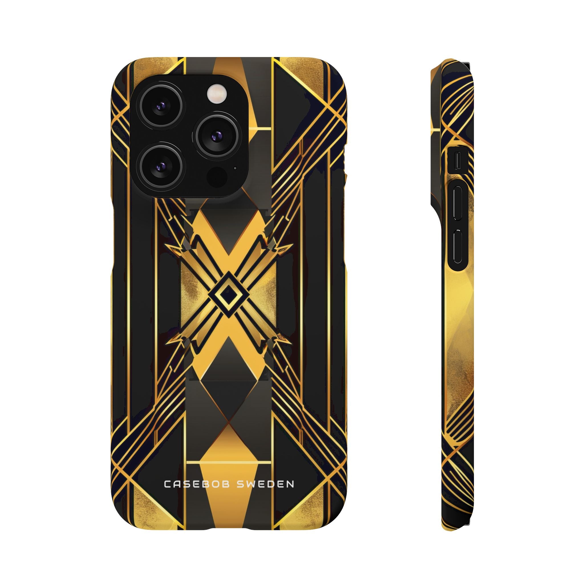 Golden Geometric Elegance iPhone 14 - Slim Phone Case