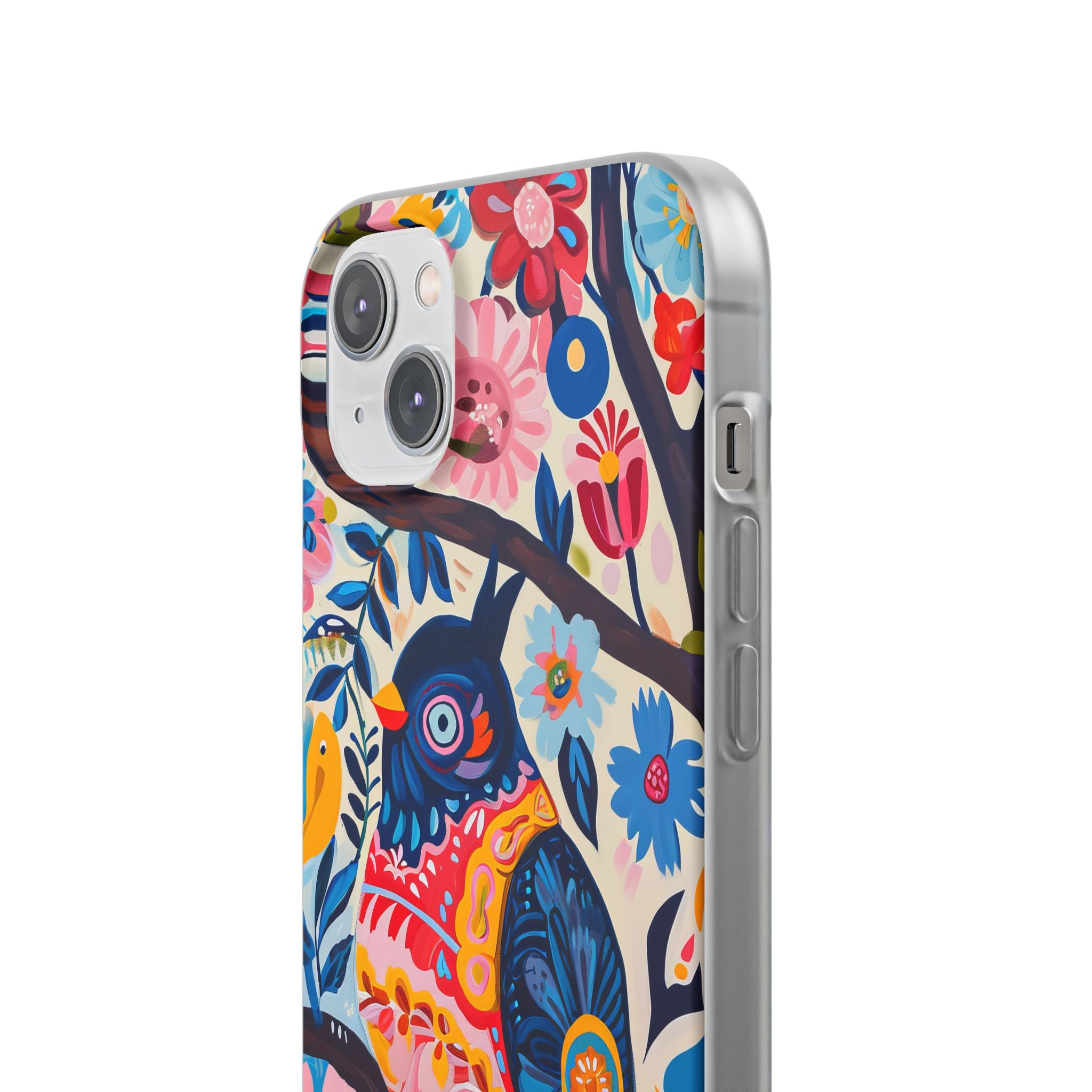 Whimsical Vintage Owl with Floral Charm iPhone 14 - Flexi Phone Case