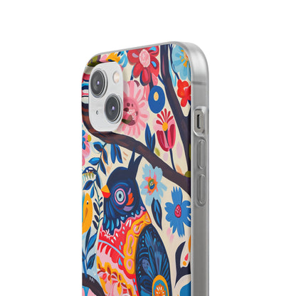 Whimsical Vintage Owl with Floral Charm iPhone 14 - Flexi Phone Case