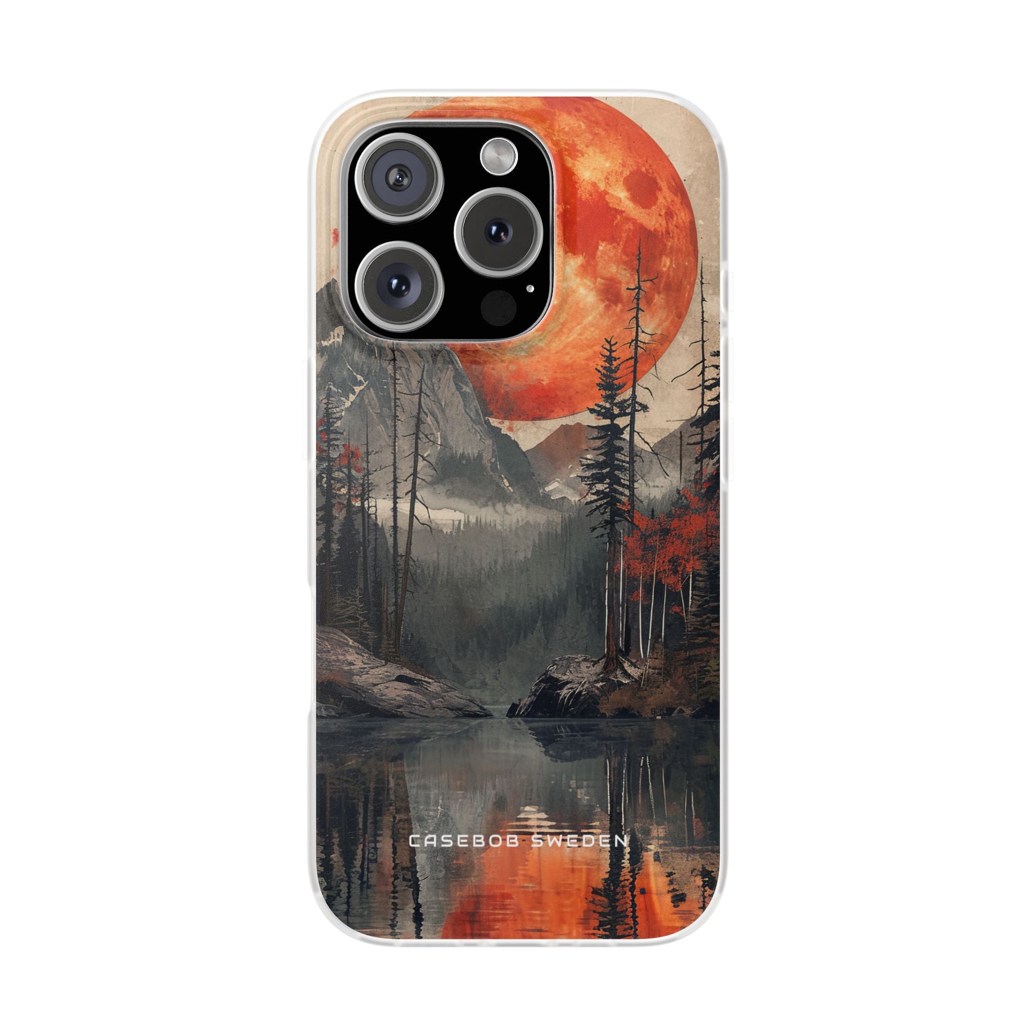 Himmlisches Leuchten über reflektierender Landschaft iPhone 16 - Flexi-Telefonhülle