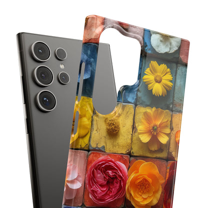 Vibrant Floral Tiles - Slim Samsung S24 Phone Case