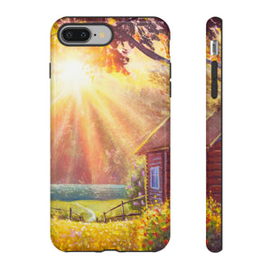 Flower Bushes Wooden House - Protective Phone Case