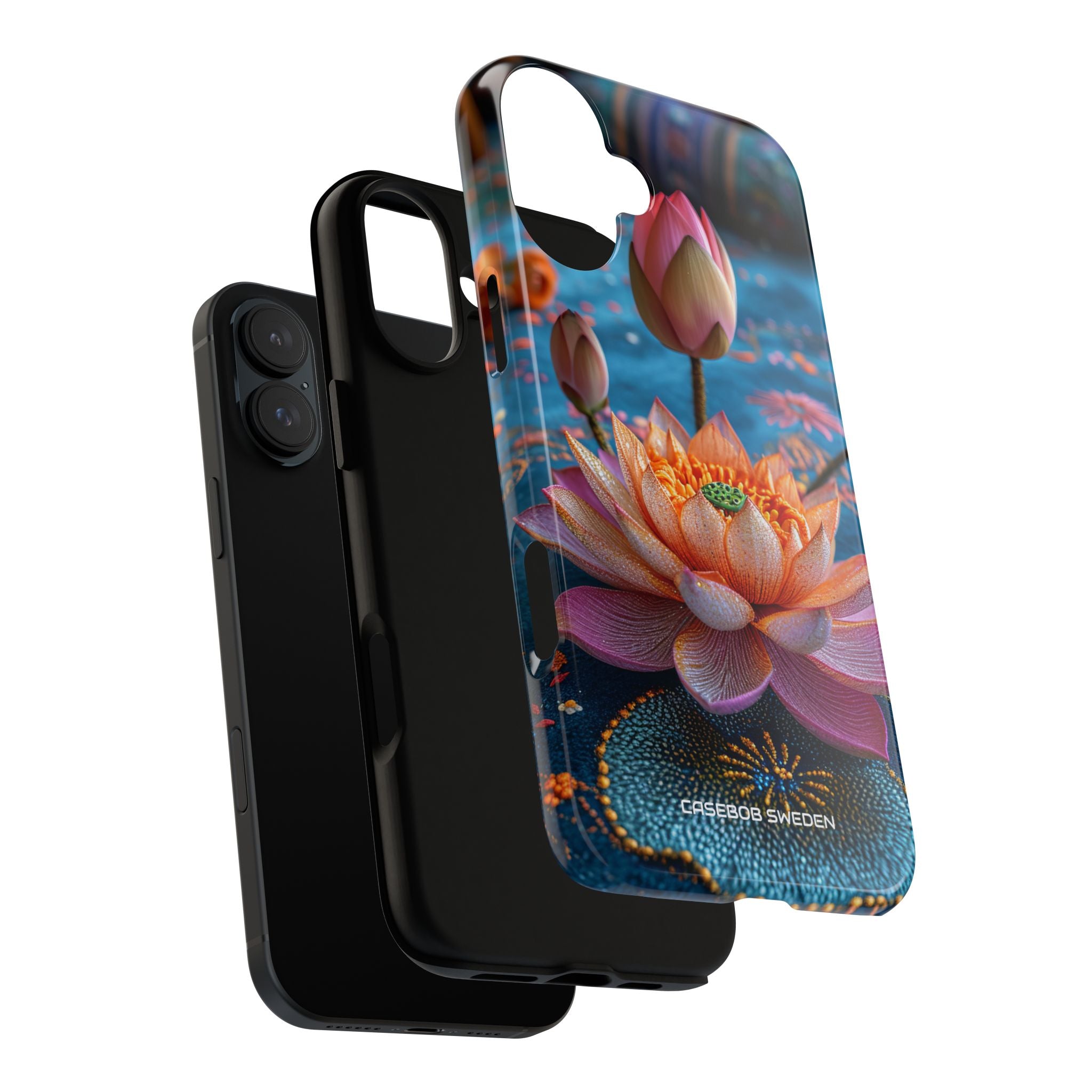 Vibrant Lotus Embroidery - Tough iPhone 16 Phone Case