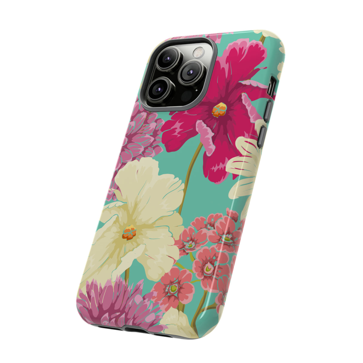 Colorful flowers in watercolor iPhone case (Protective) - Protective Phone Case